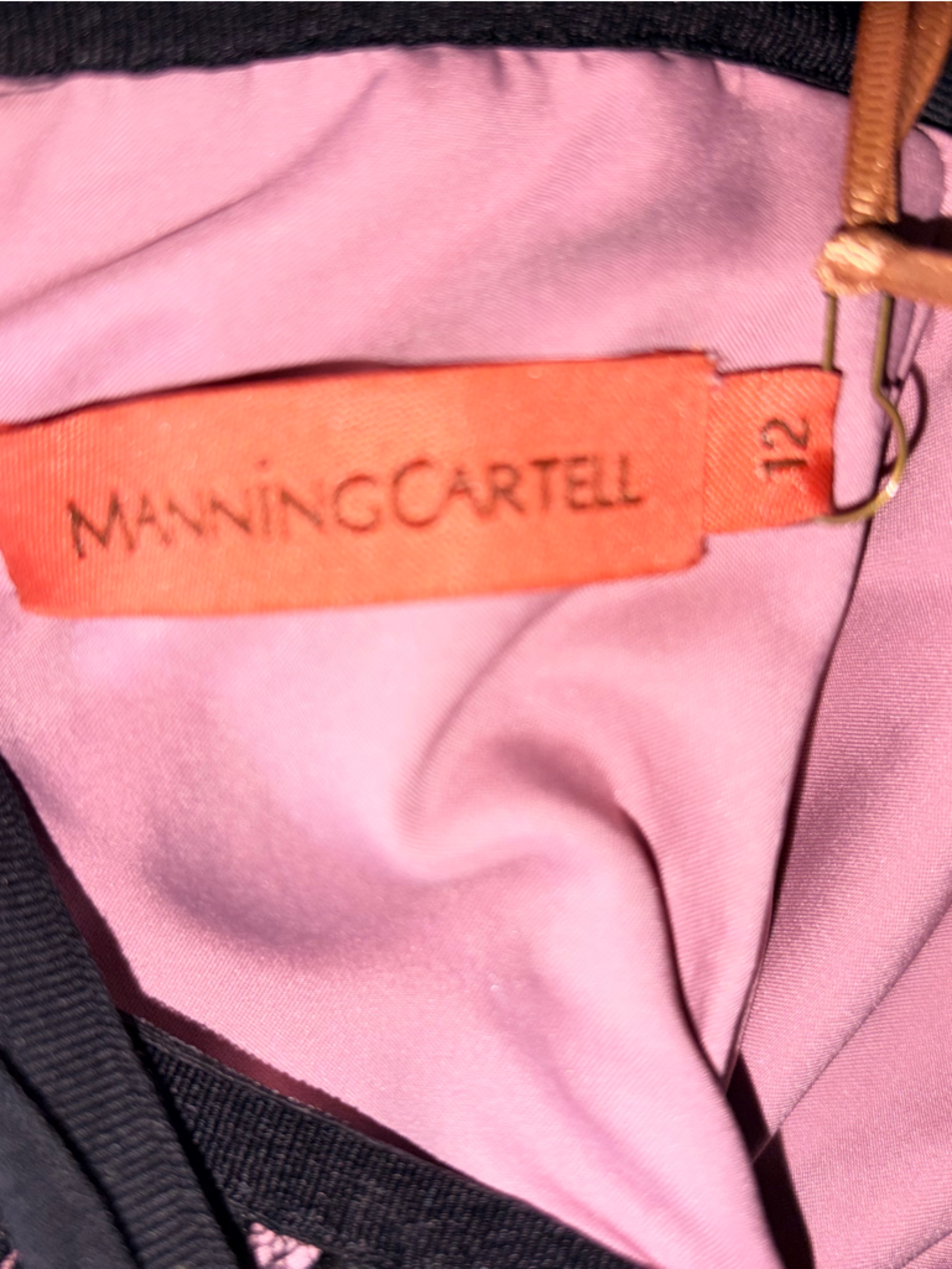Manning Cartell Pink And Black Lace-Overlay Formal Dress — image 5 of 5